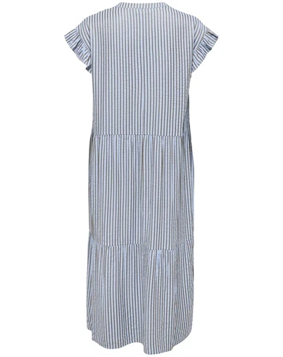Only - ONLBari Fril Vneck Midi Kjole - Soft Chambray